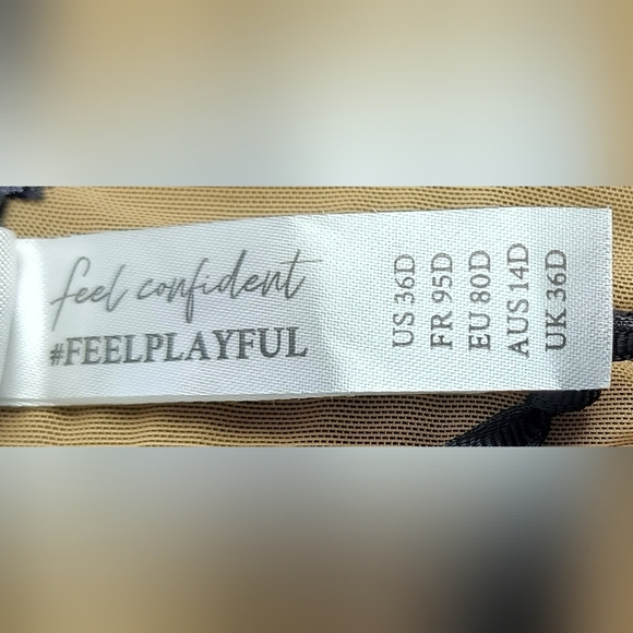 Hustler Willa Hollywood Black & Tan Balconette Bra with Sheer Mesh, 34D NWT - Picture 7 of 9